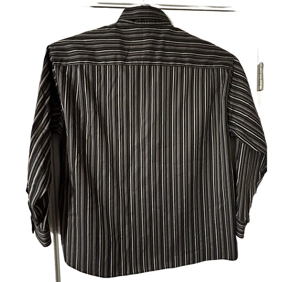 ENRO Men's Dress Shirt Sz 2XL Long Sleeve Dk Brown Stripes, Non-Iron! Large Nice - Picture 5 of 11
